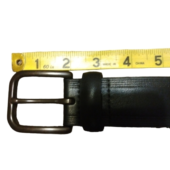 Perry Ellis Genuine Black Leather Men's Adjustable Business Casual Belt Sz. 38 - Picture 7 of 7